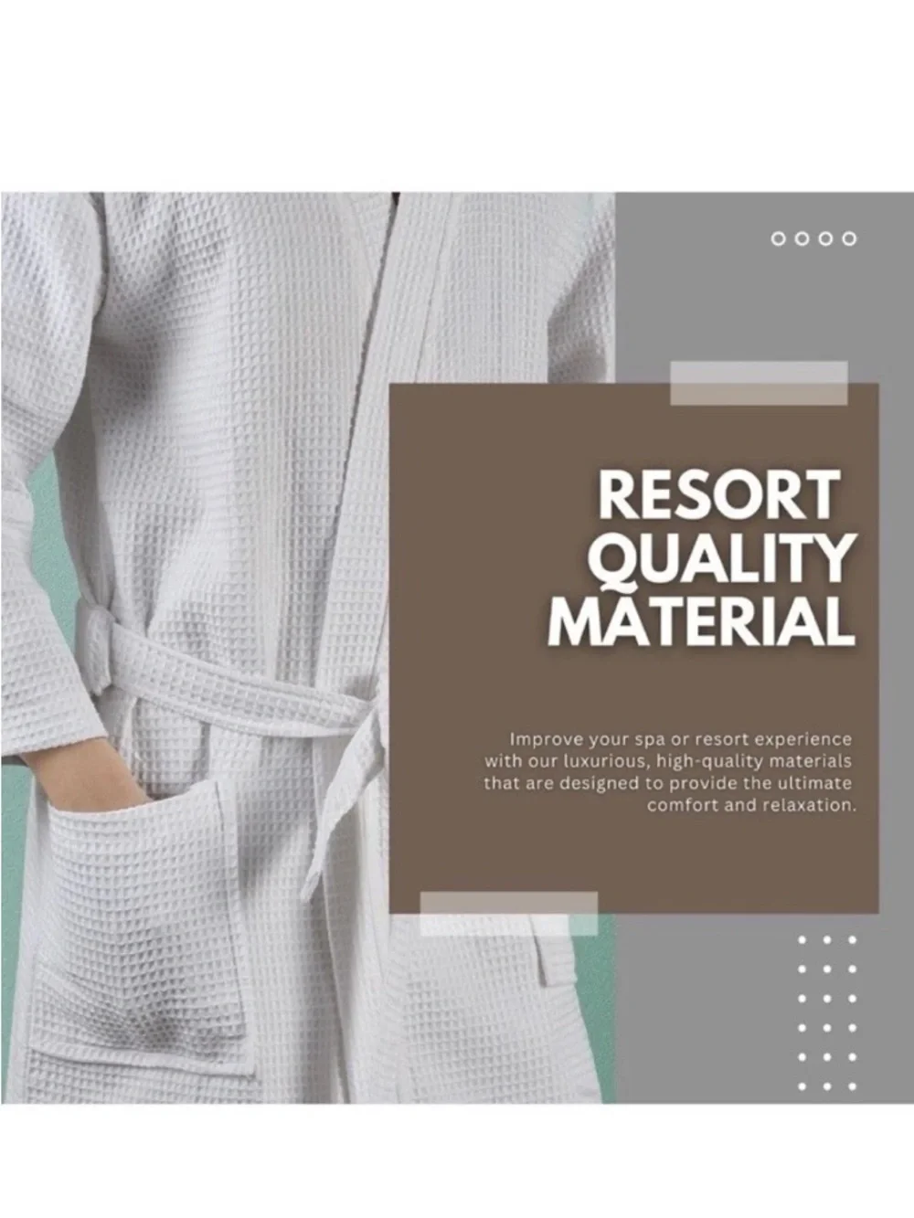 Waffle-Texture White Spa Robe - Picture 3 of 3